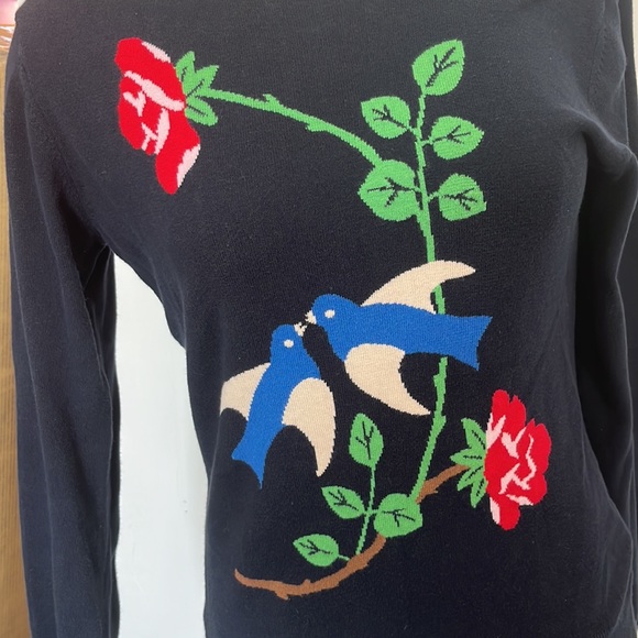 Brooks brother sweater size xs two birds kissing navy blue *altered - Picture 2 of 5